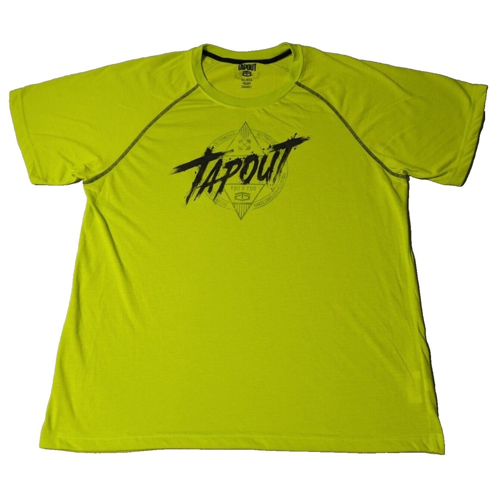 TAPOUT Men Size XL Neon Green Graphic‎ Logo Performance T-Shirt